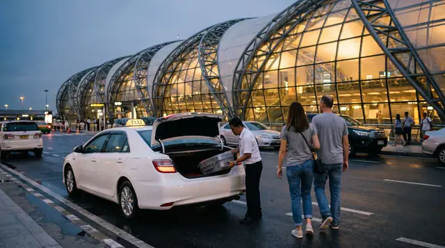 Driver loading a suitcase at Suvarnabhumi Airport